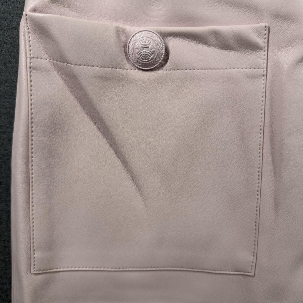 L'AGENCE Skirt Womens 4 Pink Vegan Leather Button Front Pockets Lined Mini - Picture 2 of 12